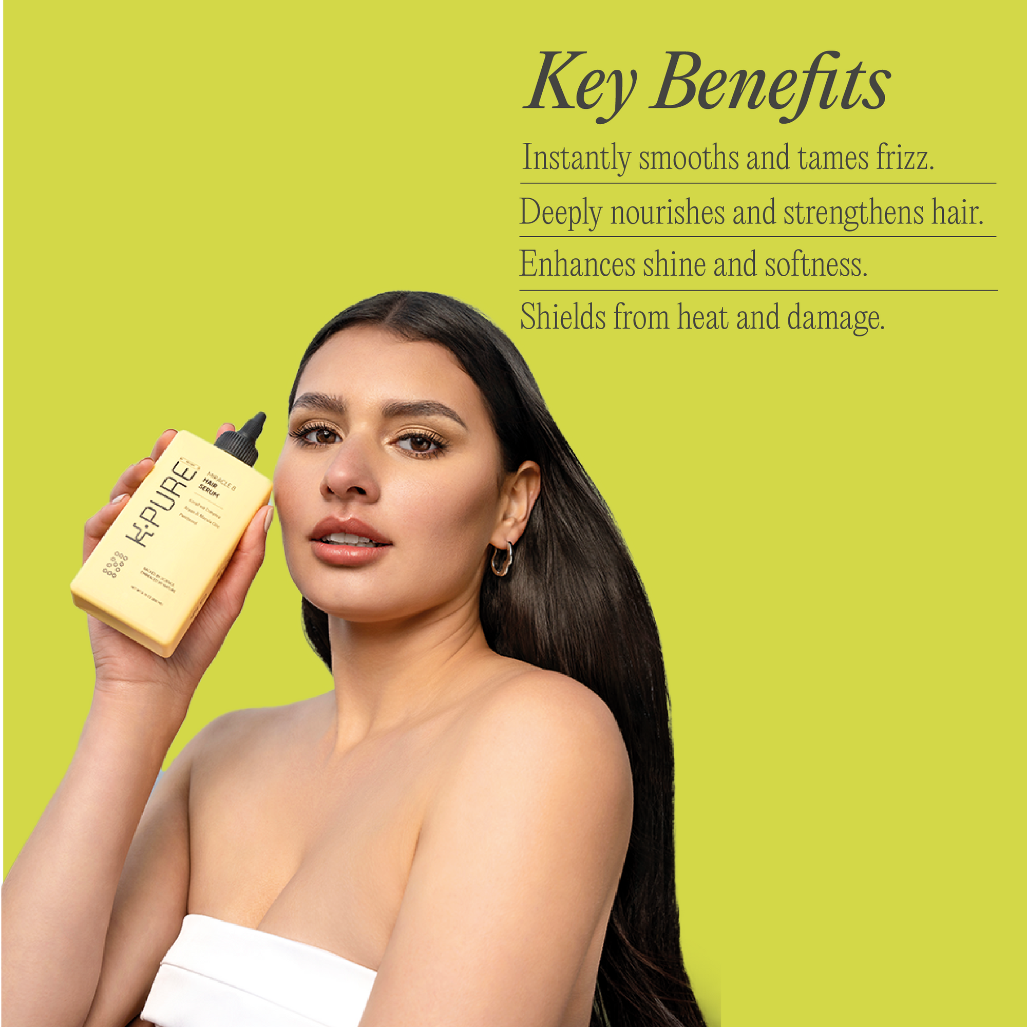 Banner for key benefits of using miracle 8 hair serum from Kpure
