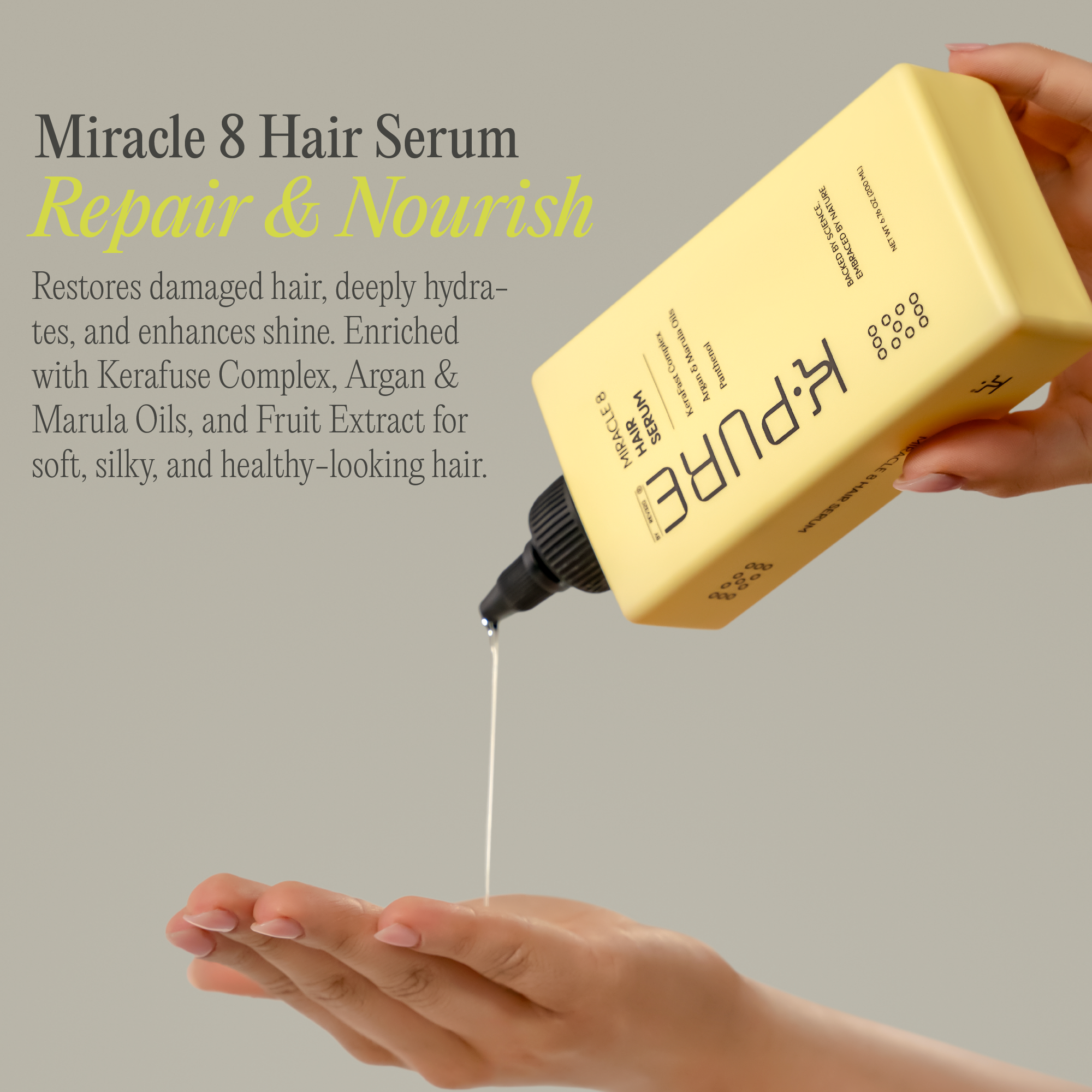 Product website banner for Kpure miracle 8 hair serum