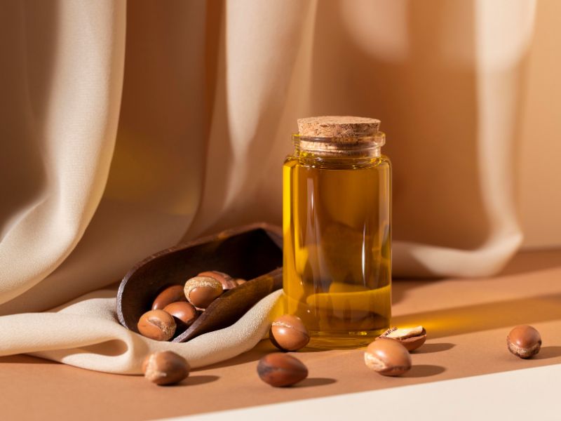 A bottle of natural hair oils