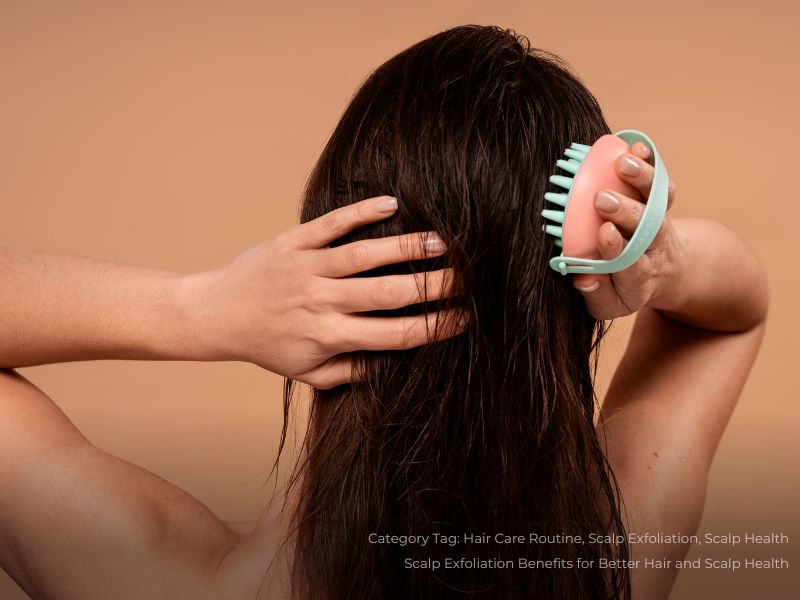Woman Using Scalp Massager on Wet Hair