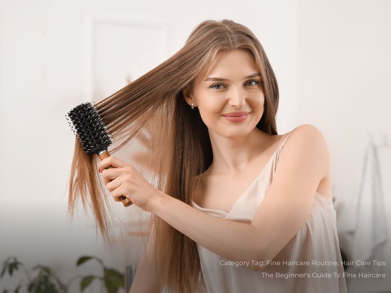 Young Woman Brushing Hair in Bathroom