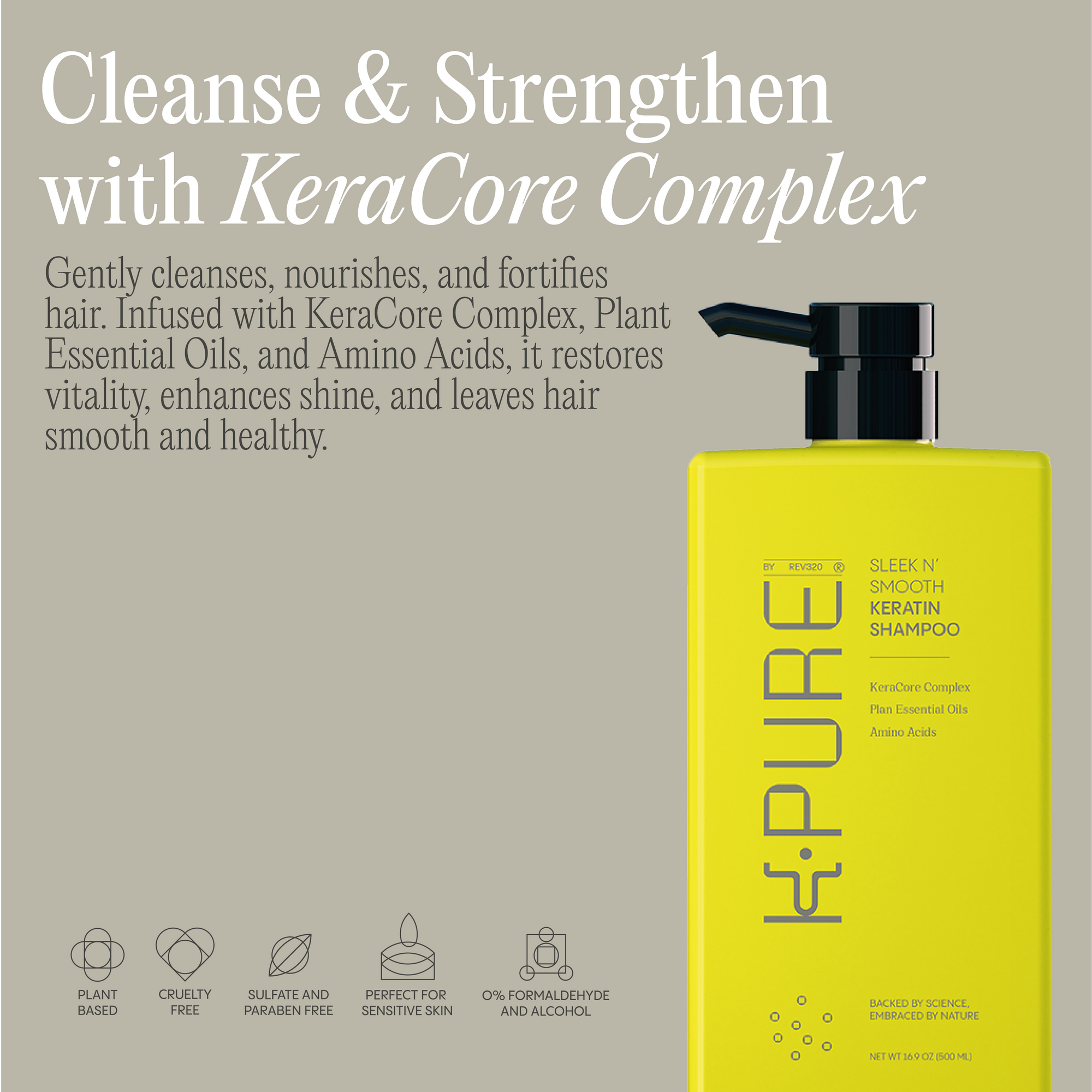 Cleanse &amp; strengthen your hair with sleek n&#39; smooth keratin shampoo from Kpure